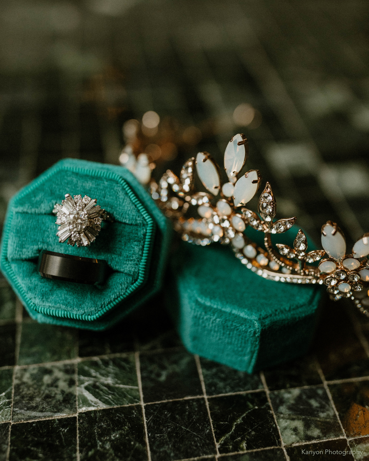 Bridal Tiara with Opals and Crystals in Rose Gold