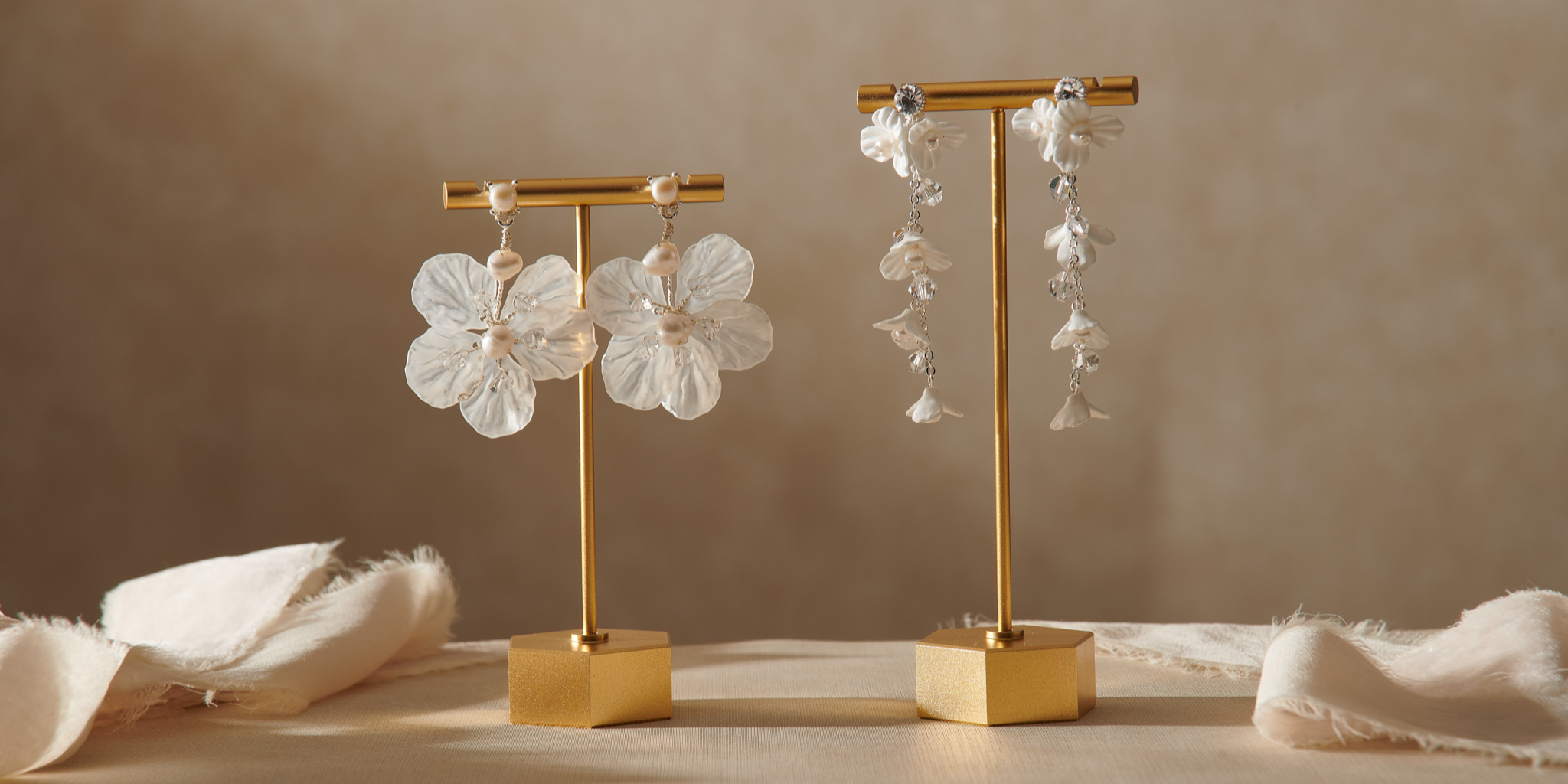 bridal earrings with floral designs pearl crystals and rhinestones