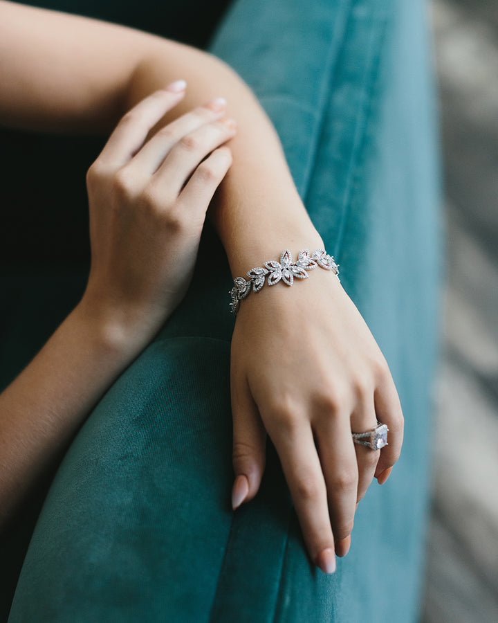 CZ Floral Bracelet for Bride