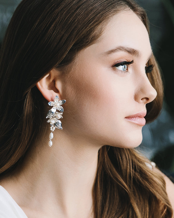 Bridal Floral Drop Earrings
