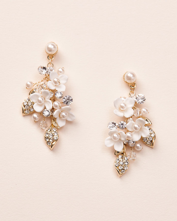 Gold Wedding Earrings Floral