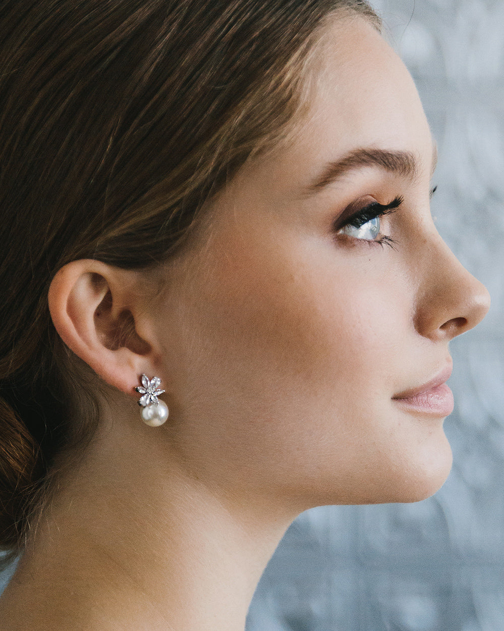 Floral CZ Stud Earrings for Bride