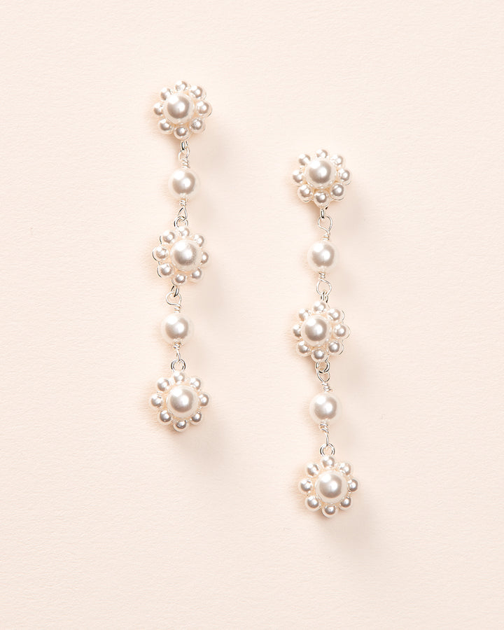 Silver Pearl Dangle Earrings