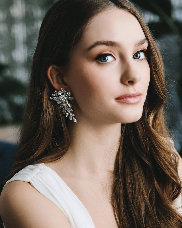 Bridal Earrings Floral Crystal