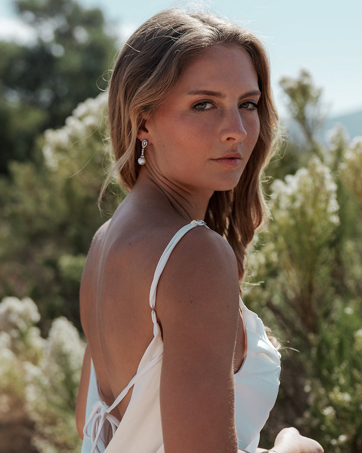 Wedding Pearl Dangle Earrings