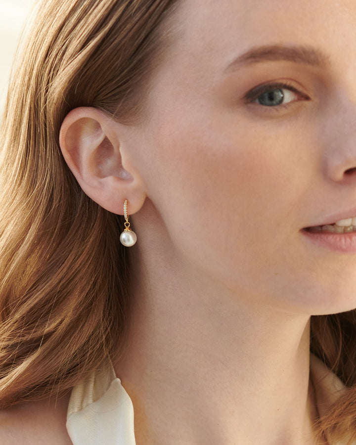 Gold Pearl Hoops