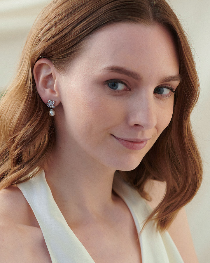Wedding Pearl Dangle Earrings