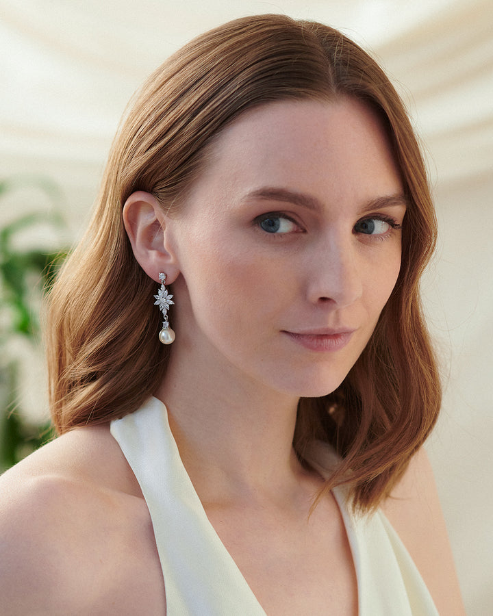 Wedding Earrings Drop with Pearl