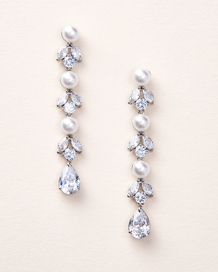CZ Pearl Dangle Wedding Earring