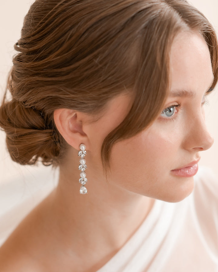 CZ Pearl Dangle Wedding Earring