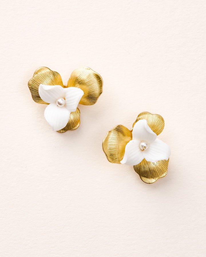 Gold Flower Stud Earrings