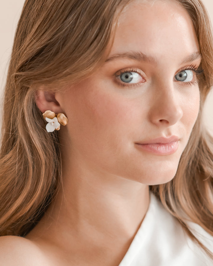 Gold Flower Stud Earrings