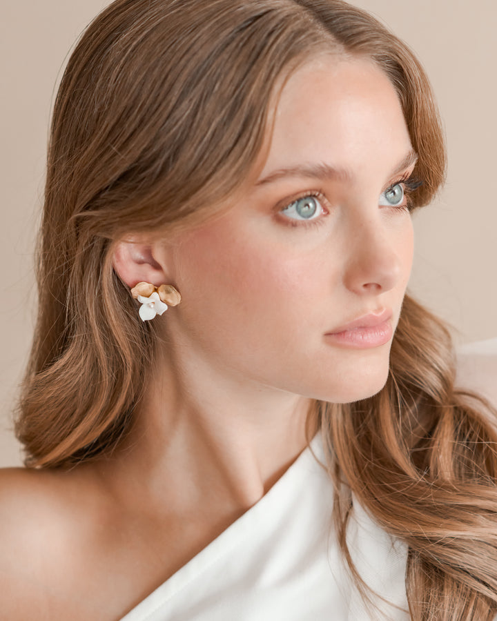 Gold Flower Stud Earrings