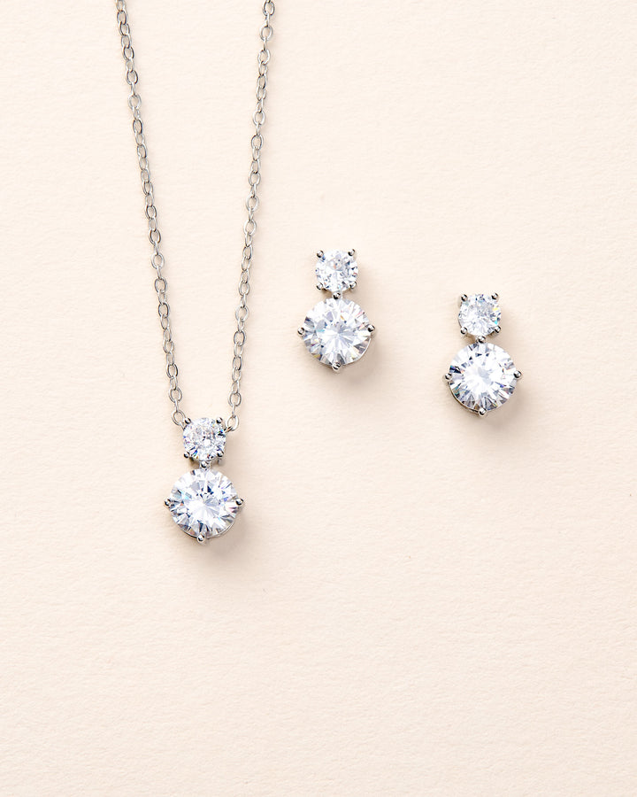 CZ Pendant Set for Bridesmaid Jewelry Gift