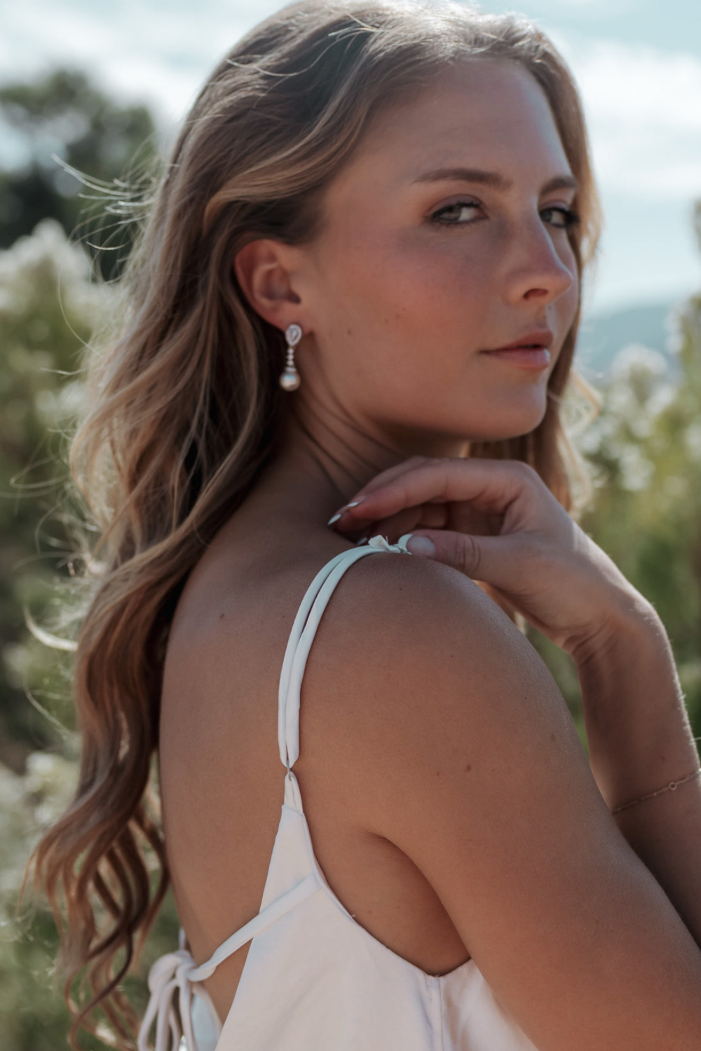 CZ Pearl Earrings from Dareth Colburn