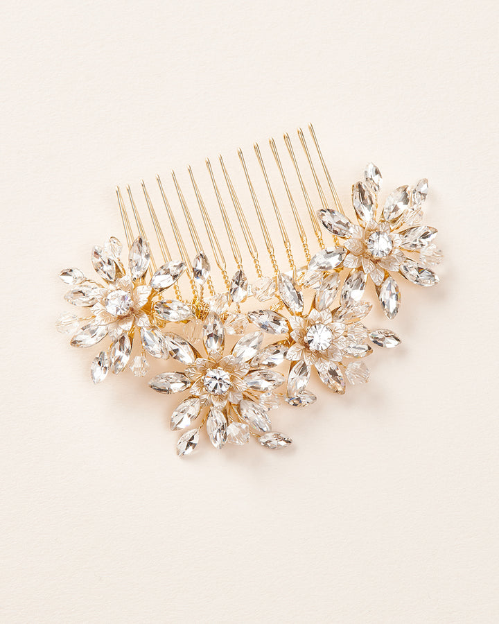Crystal Wedding Comb Gold