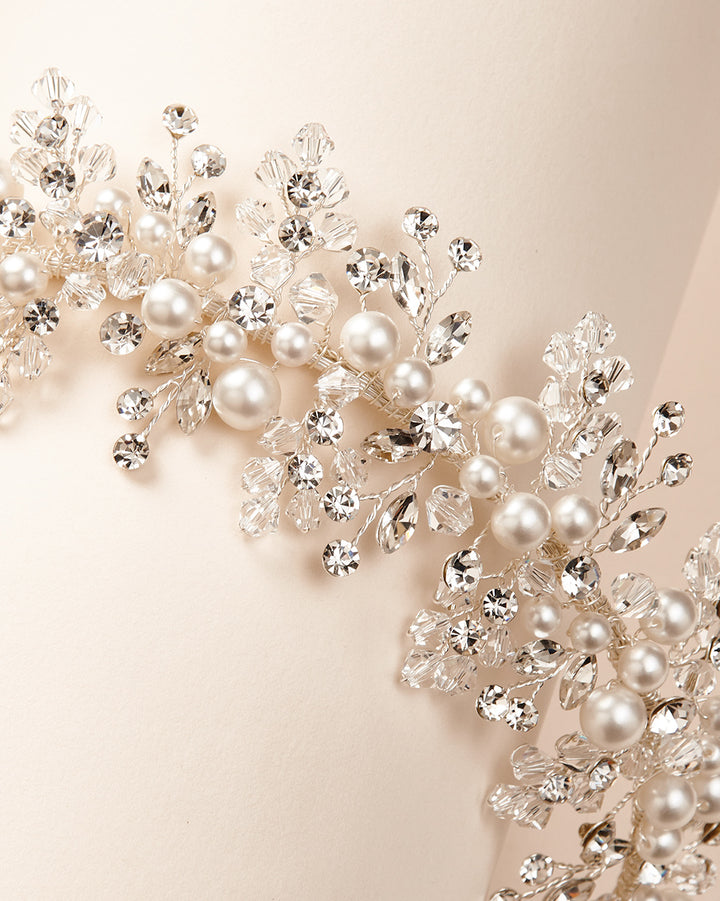 Pearl and Crystal Headpiece for Bride
