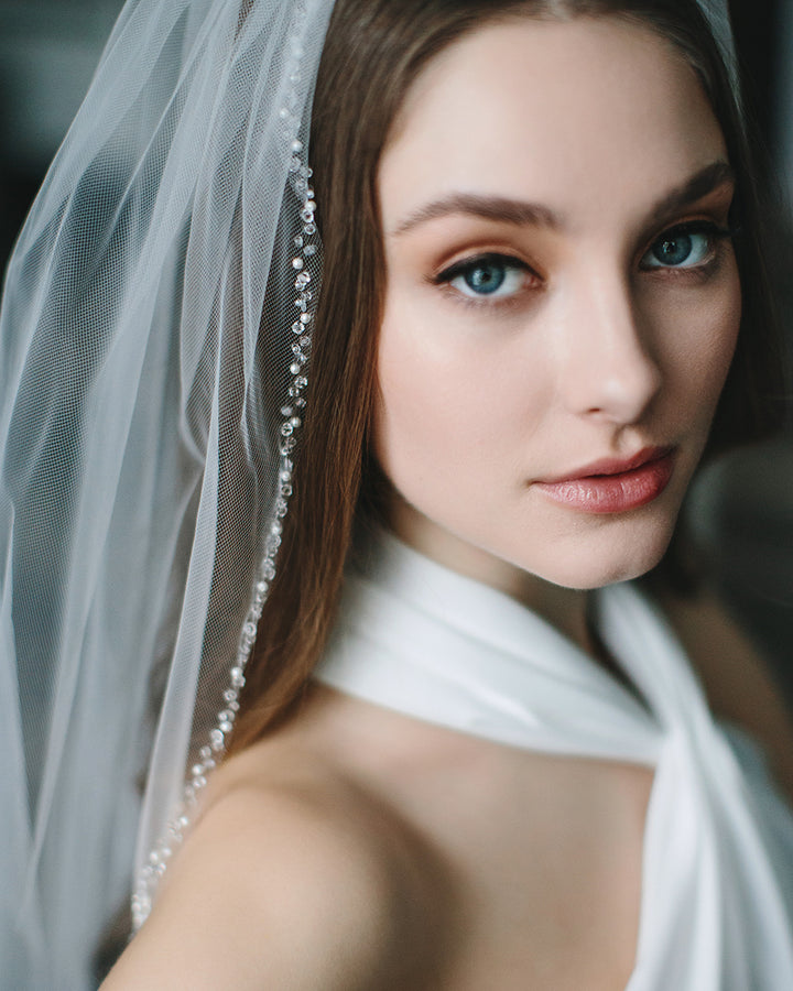 Mariah Pearl & Crystal Beaded Veil