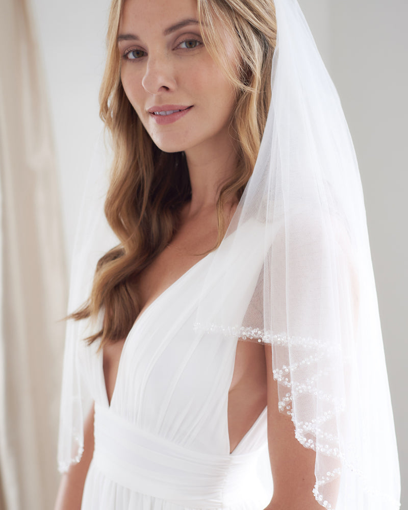 2 layer, Mariah Beaded Edge Veil