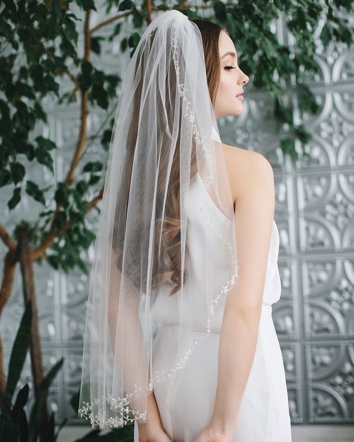 Floral Vine & Leaf Edge Veil