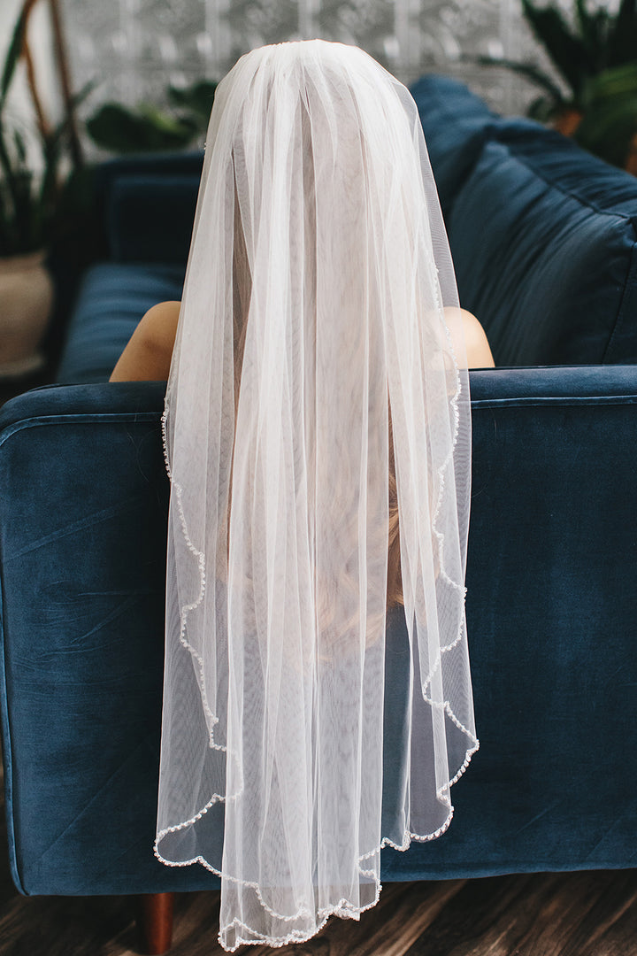 Kelly Scalloped Edge Beaded Veil