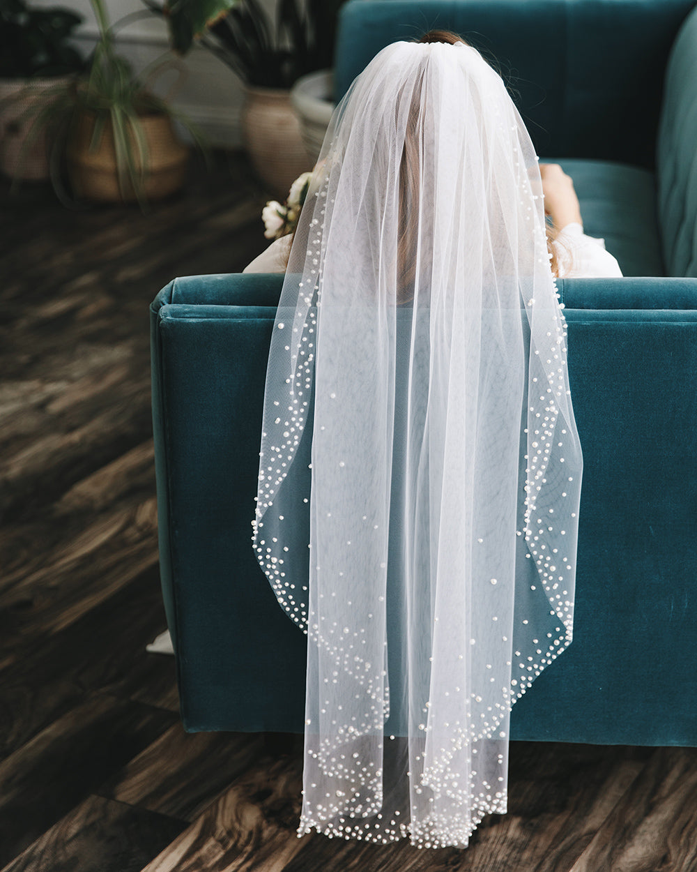 Wedding Veil with Pearl Beading