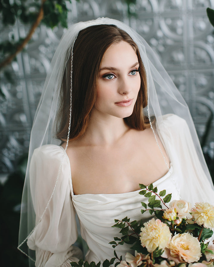 Wedding Veil with Beaded Edge