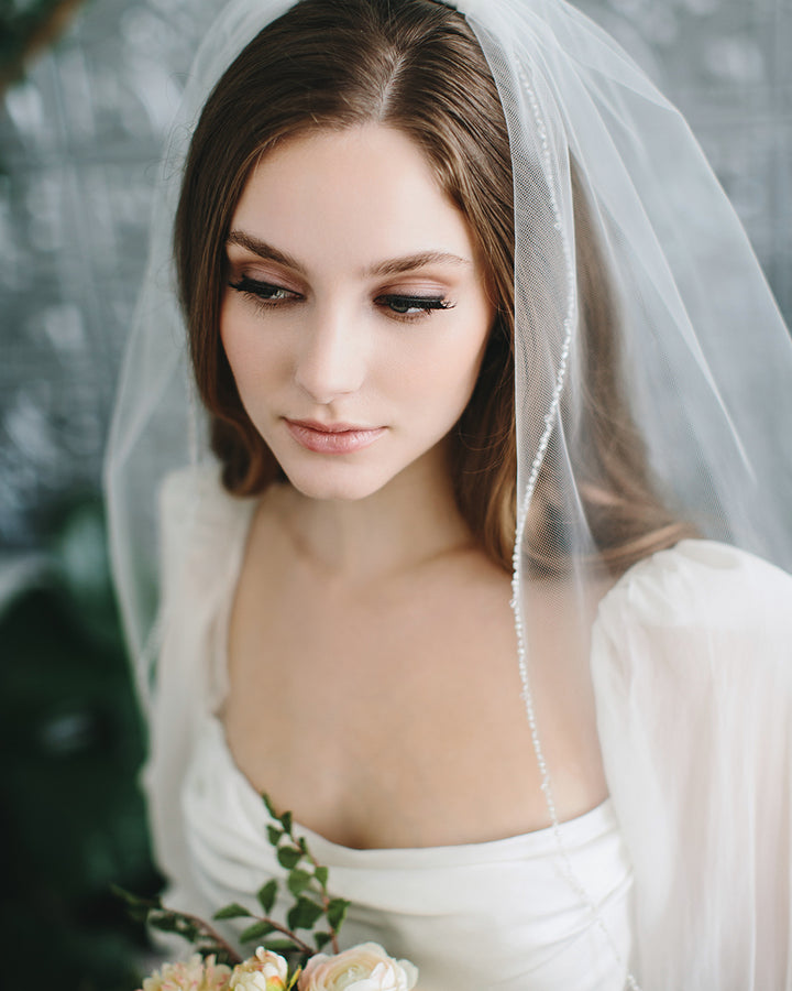 Delicate Pearl Beaded Edge Wedding Veil