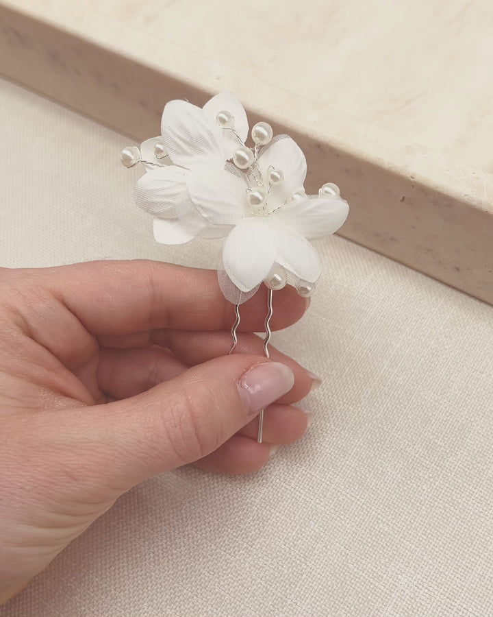 Tulle flower Bridal hair pin