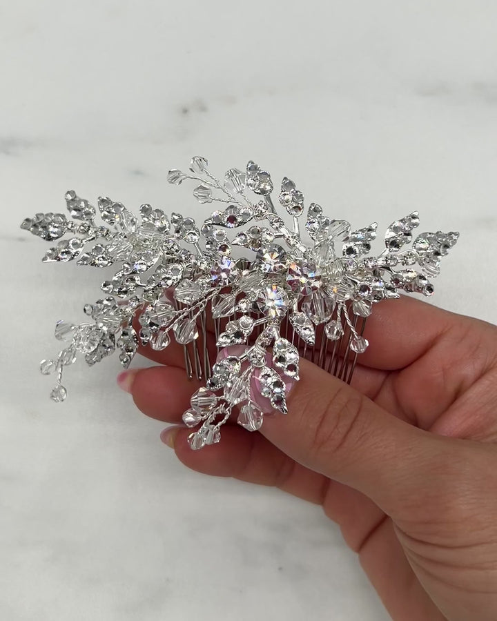 Silver Crystal Wedding Comb