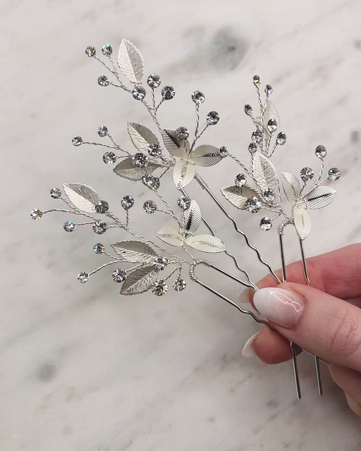 Delicate Leaf Hair Pins (Set of 3)
