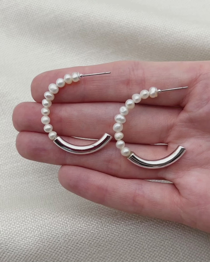 Faye Pearl Hoop Earrings