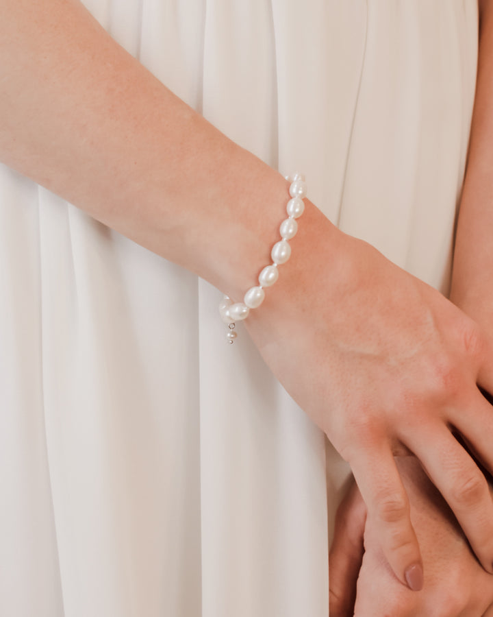 Pearl crystal wedding bracelet