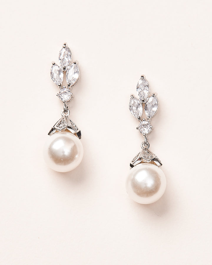 Pearl and CZ Bridal Earrings