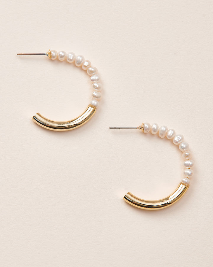 Gold Hoops with Pearls