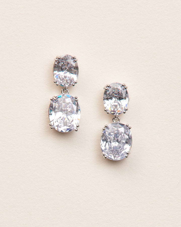 silver cubic zirconia dangle earrings for bride