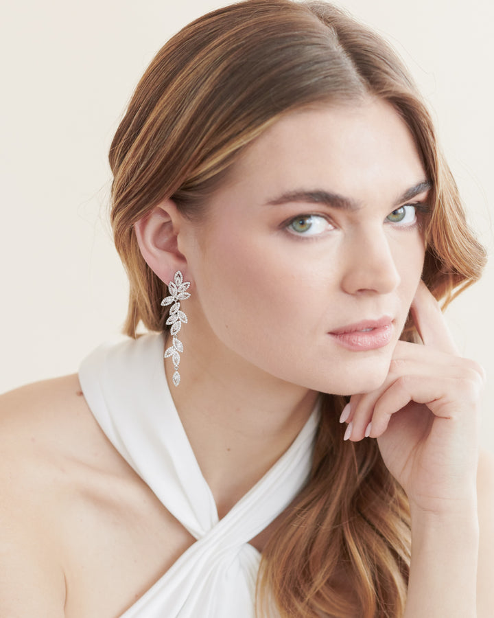 Silver CZ Statement Earrings