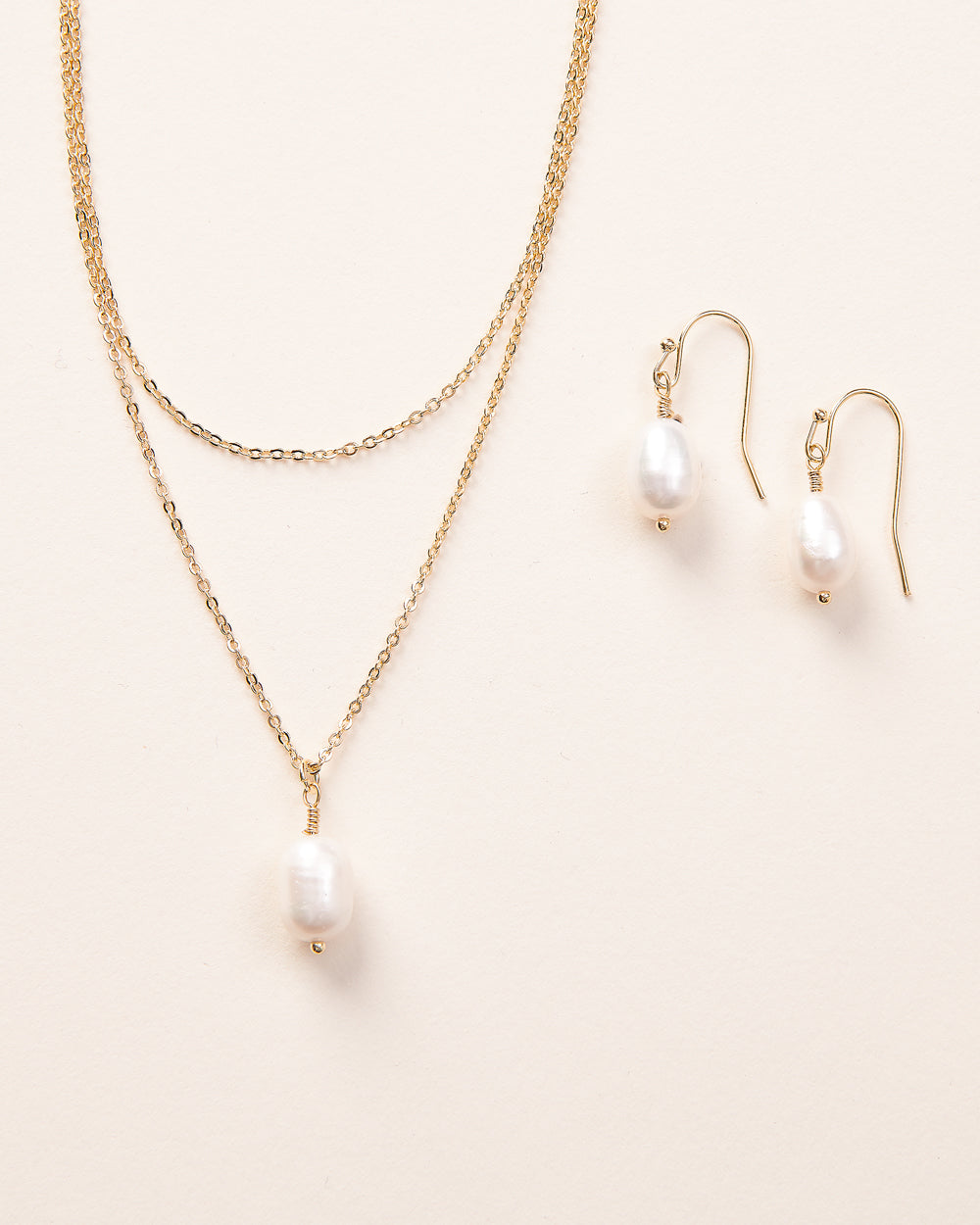 Gold Pearl Jewelry Set