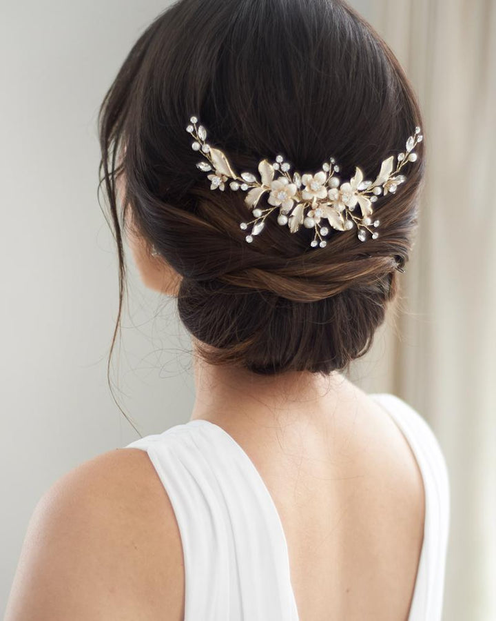 Gold Floral Back Comb