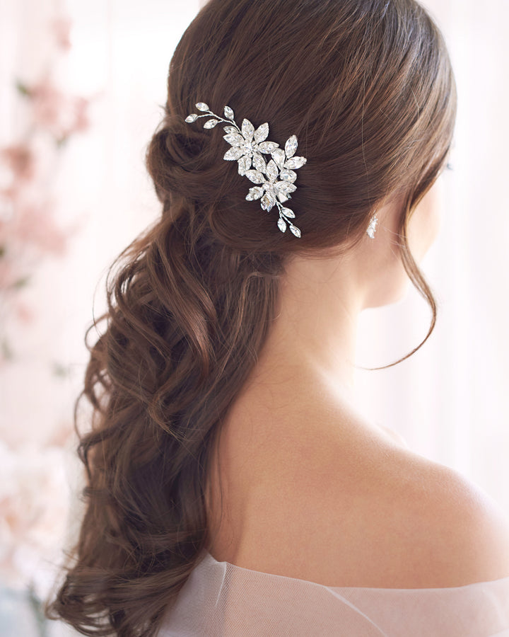 Silver Pearl & Crystal Hair Clip