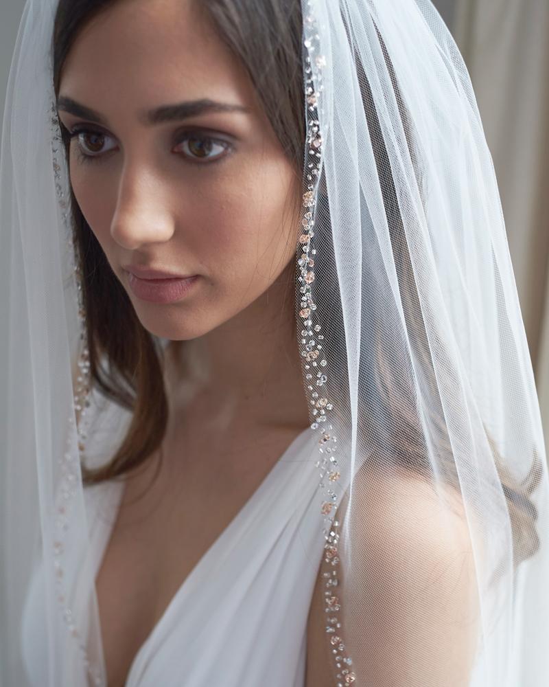 Erma Delicate Crystal Beaded Veil - Shop Bridal Veils | Dareth Colburn