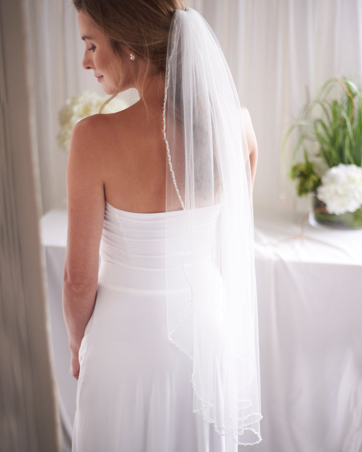 Beaded Ivory Veil