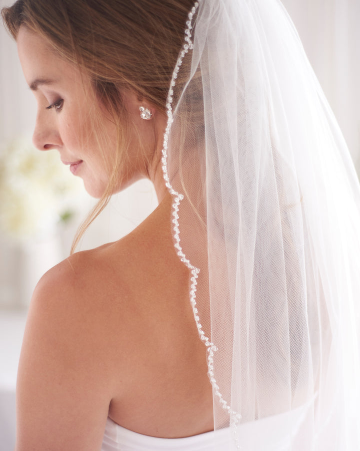 Beaded Scalloped Edge Wedding Veil