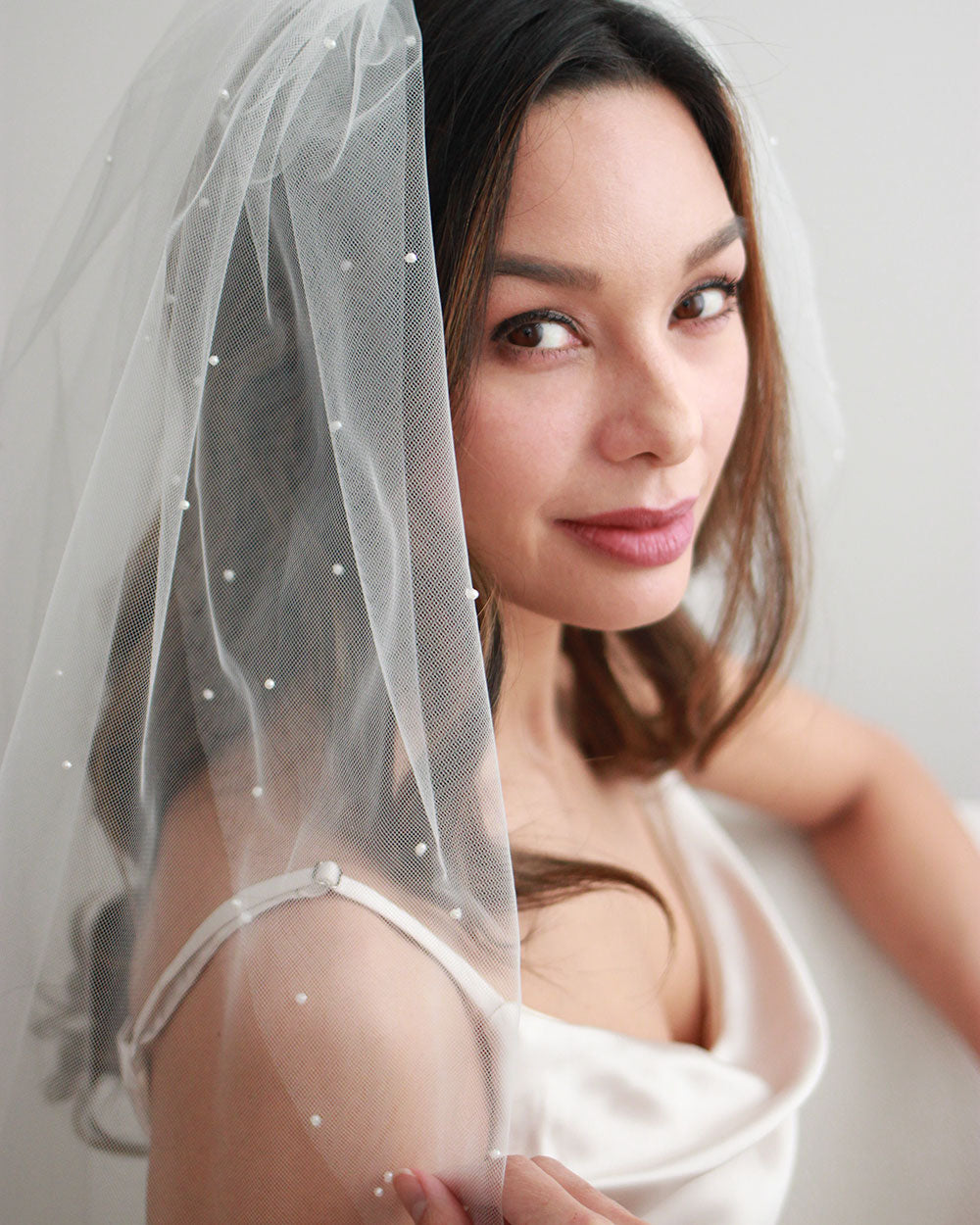Pearl Wedding Veil, Chapel & Cathedral Lengths Drop Veil, Scattered Pearl  Blusher Veil 