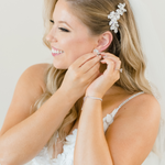 Bride with Silver Crystal Hair Comb in Hairstyle for Wedding Day