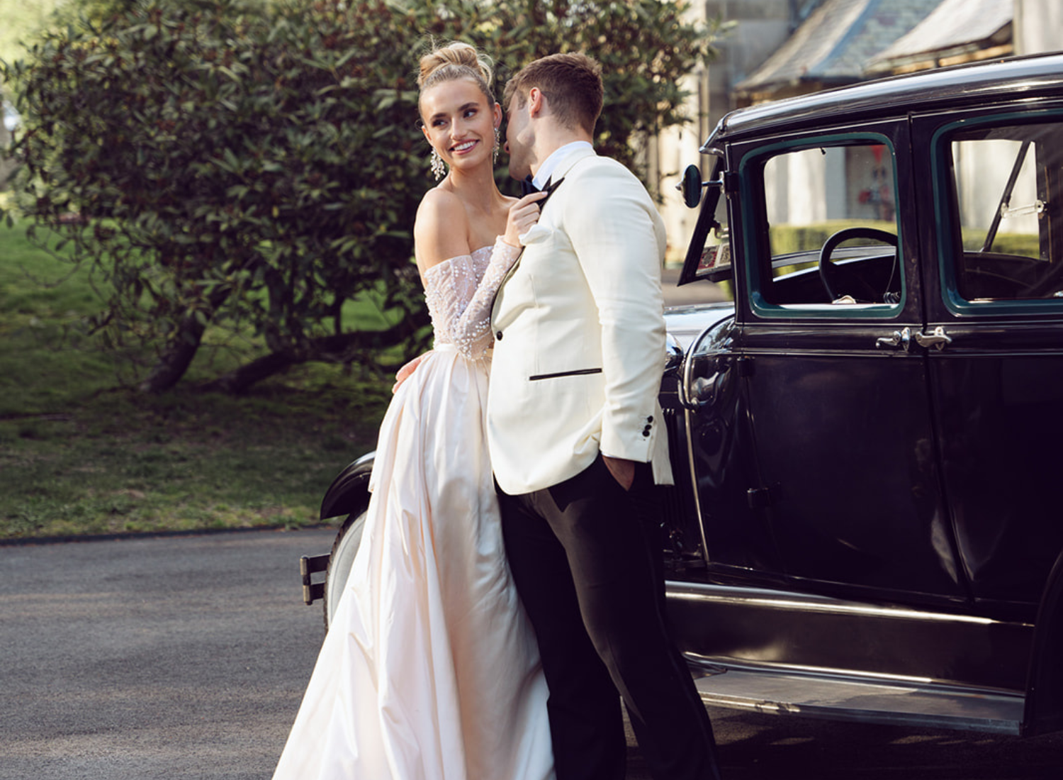 Bride and groom on wedding day