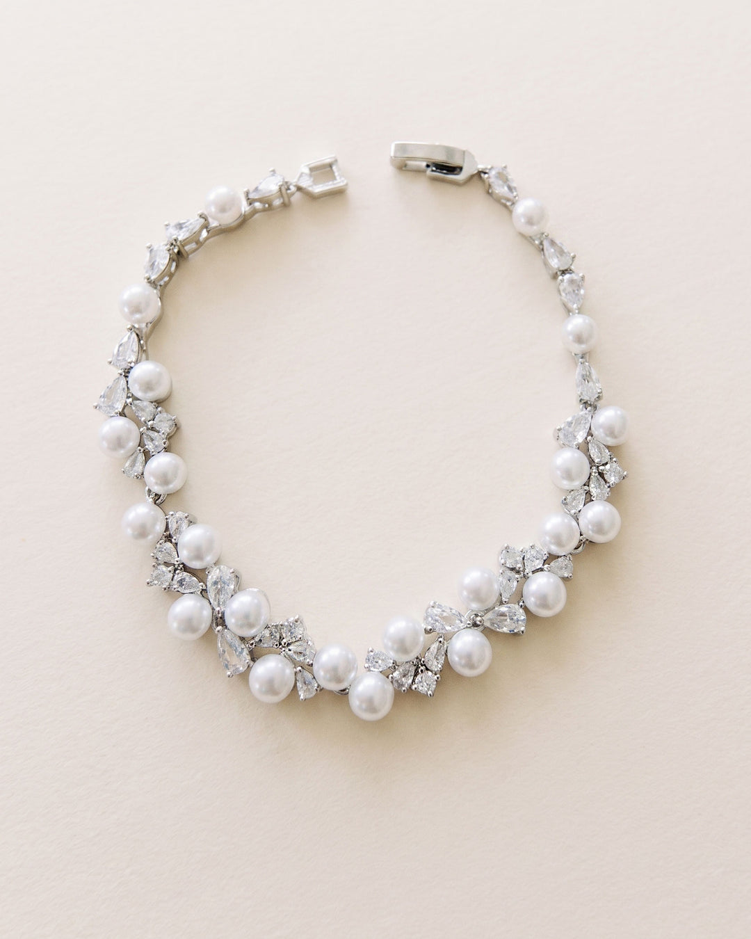 Pearl & CZ Bridal Bracelet
