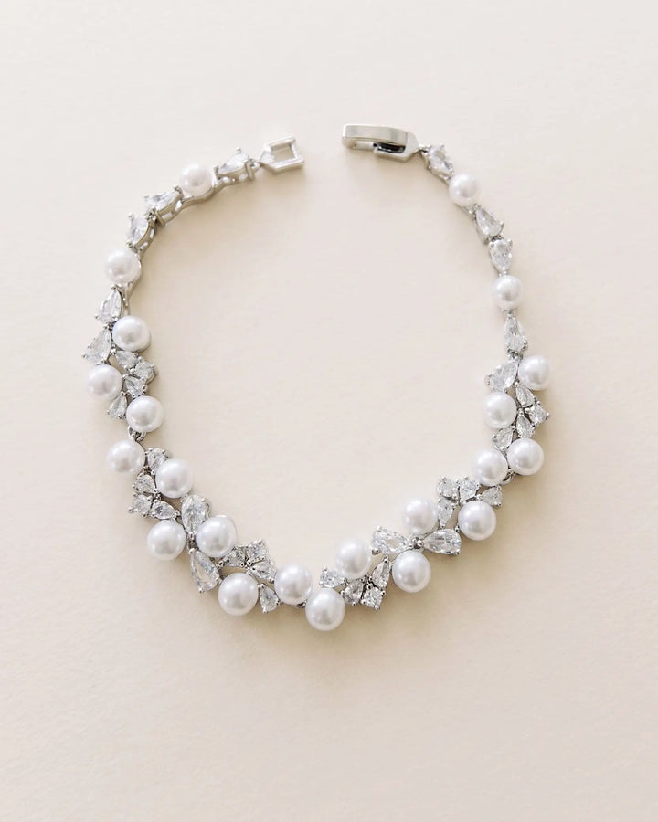 Pearl & CZ Bridal Bracelet