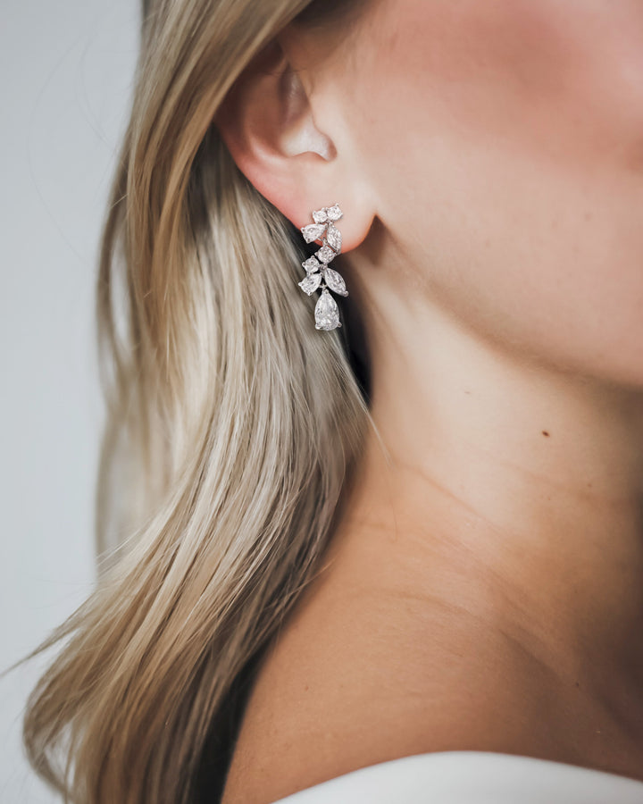 Bride wearing CZ Dangle Earrings