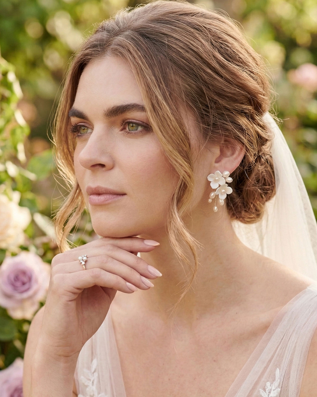 Pearl Floral Wedding Earrings